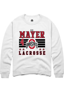 Ben Mayer Rally Mens White Ohio State Buckeyes NIL Striped Crew Sweatshirt