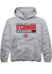 Youth Ohio State Buckeyes Grey Rally NIL Stacked Box Long Sleeve Hooded Sweatshirt