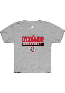 Youth Ohio State Buckeyes Grey Rally NIL Stacked Box Short Sleeve T-Shirt