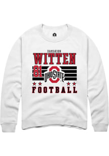 Damarion Witten Rally Mens White Ohio State Buckeyes NIL Striped Crew Sweatshirt