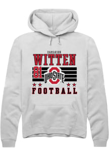 Damarion Witten Rally Mens White Ohio State Buckeyes NIL Striped Hooded Sweatshirt