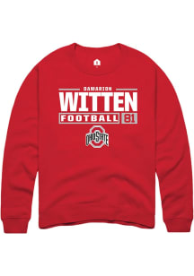 Damarion Witten Rally Mens Red Ohio State Buckeyes NIL Stacked Box Crew Sweatshirt