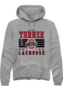 Griffin Turner Rally Mens Grey Ohio State Buckeyes NIL Striped Hooded Sweatshirt
