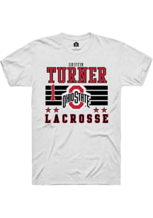 Griffin Turner White Ohio State Buckeyes NIL Striped Short Sleeve T Shirt