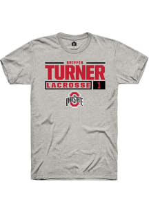 Griffin Turner Ash Ohio State Buckeyes NIL Stacked Box Short Sleeve T Shirt