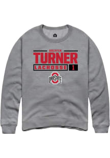 Griffin Turner Rally Mens Graphite Ohio State Buckeyes NIL Stacked Box Crew Sweatshirt