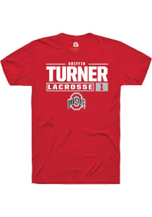 Griffin Turner Red Ohio State Buckeyes NIL Stacked Box Short Sleeve T Shirt