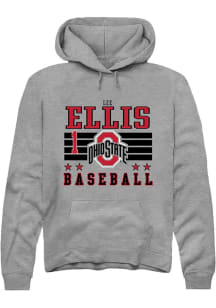 Lee Ellis Rally Mens Grey Ohio State Buckeyes NIL Striped Hooded Sweatshirt