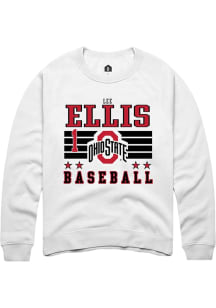 Lee Ellis Rally Mens White Ohio State Buckeyes NIL Striped Crew Sweatshirt