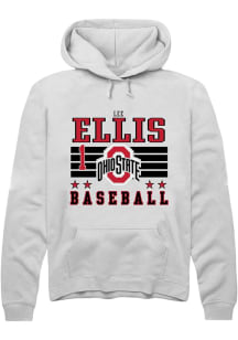 Lee Ellis Rally Mens White Ohio State Buckeyes NIL Striped Hooded Sweatshirt