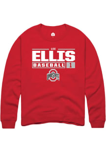 Lee Ellis Rally Mens Red Ohio State Buckeyes NIL Stacked Box Crew Sweatshirt