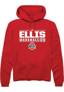 Lee Ellis Rally Mens Red Ohio State Buckeyes NIL Stacked Box Hooded Sweatshirt