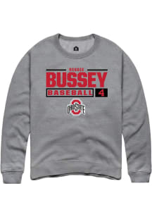Reggie Bussey Rally Mens Graphite Ohio State Buckeyes NIL Stacked Box Crew Sweatshirt
