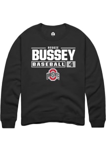 Reggie Bussey Rally Mens Black Ohio State Buckeyes NIL Stacked Box Crew Sweatshirt
