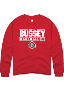 Reggie Bussey Rally Mens Red Ohio State Buckeyes NIL Stacked Box Crew Sweatshirt