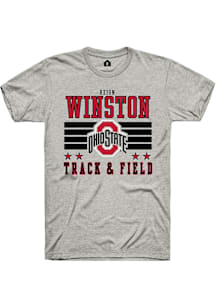 Reign Winston  Ohio State Buckeyes Ash Rally NIL Striped Short Sleeve T Shirt