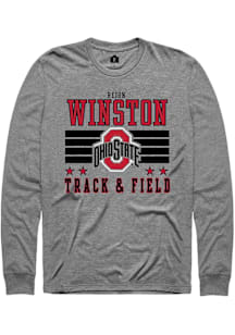 Reign Winston  Ohio State Buckeyes Grey Rally NIL Striped Long Sleeve T Shirt