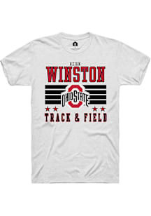 Reign Winston  Ohio State Buckeyes White Rally NIL Striped Short Sleeve T Shirt