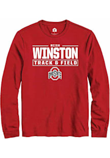 Reign Winston  Ohio State Buckeyes Red Rally NIL Stacked Box Long Sleeve T Shirt