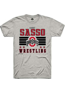 Sammy Sasso Ash Ohio State Buckeyes NIL Striped Short Sleeve T Shirt