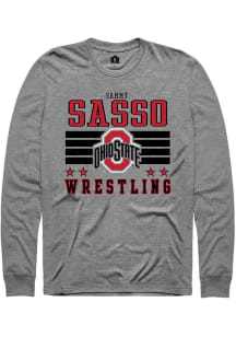 Sammy Sasso Rally Mens Grey Ohio State Buckeyes NIL Striped Tee