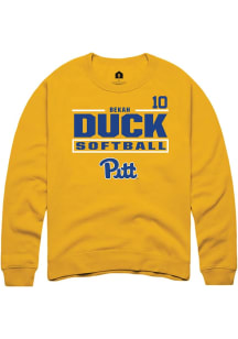 Bekah Duck Rally Mens Gold Pitt Panthers NIL Stacked Box Crew Sweatshirt