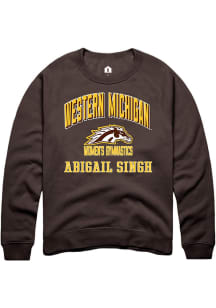 Abigail Singh Rally Mens Brown Western Michigan Broncos NIL Arch Logo Crew Sweatshirt