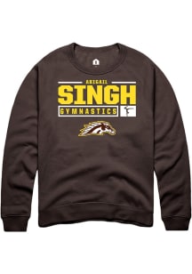 Abigail Singh Rally Mens Brown Western Michigan Broncos NIL Stacked Box Crew Sweatshirt