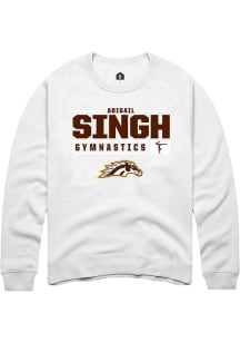 Abigail Singh Rally Mens White Western Michigan Broncos NIL Stacked Box Crew Sweatshirt