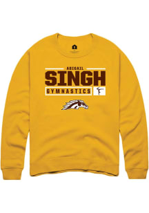 Abigail Singh Rally Mens Gold Western Michigan Broncos NIL Stacked Box Crew Sweatshirt