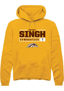 Abigail Singh Rally Mens Gold Western Michigan Broncos NIL Stacked Box Hooded Sweatshirt