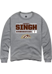 Abigail Singh Rally Mens Grey Western Michigan Broncos NIL Stacked Box Crew Sweatshirt