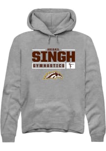 Abigail Singh Rally Mens Grey Western Michigan Broncos NIL Stacked Box Hooded Sweatshirt