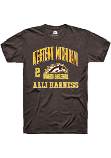 Alli Harness Brown Western Michigan Broncos NIL Arch Logo Short Sleeve T Shirt