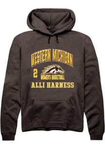 Alli Harness Rally Mens Brown Western Michigan Broncos NIL Arch Logo Hooded Sweatshirt