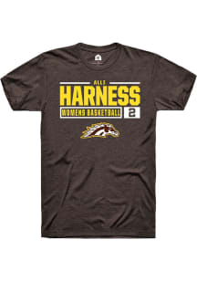 Alli Harness Brown Western Michigan Broncos NIL Stacked Box Short Sleeve T Shirt