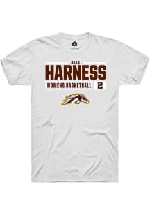 Alli Harness White Western Michigan Broncos NIL Stacked Box Short Sleeve T Shirt