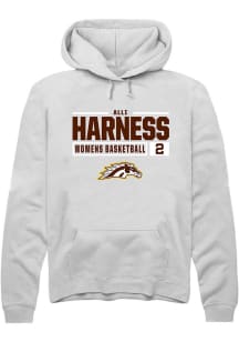 Alli Harness Rally Mens White Western Michigan Broncos NIL Stacked Box Hooded Sweatshirt