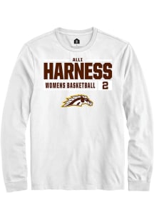 Alli Harness Rally Mens White Western Michigan Broncos NIL Stacked Box Tee