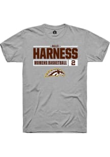 Alli Harness Grey Western Michigan Broncos NIL Stacked Box Short Sleeve T Shirt