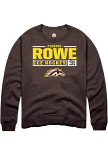 Cameron Rowe Rally Mens Brown Western Michigan Broncos NIL Stacked Box Crew Sweatshirt