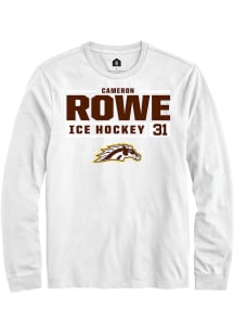 Cameron Rowe Rally Mens White Western Michigan Broncos NIL Stacked Box Tee