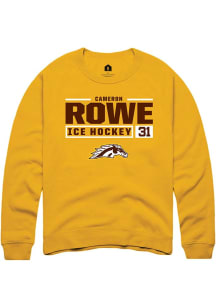 Cameron Rowe Rally Mens Gold Western Michigan Broncos NIL Stacked Box Crew Sweatshirt