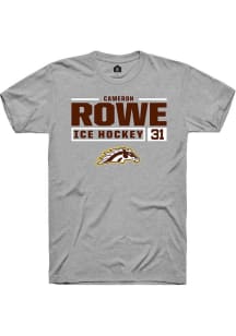 Cameron Rowe Grey Western Michigan Broncos NIL Stacked Box Short Sleeve T Shirt