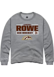 Cameron Rowe Rally Mens Grey Western Michigan Broncos NIL Stacked Box Crew Sweatshirt