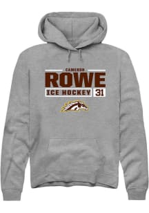 Cameron Rowe Rally Mens Grey Western Michigan Broncos NIL Stacked Box Hooded Sweatshirt