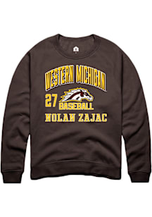 Nolan Zajac  Rally Western Michigan Broncos Mens Brown NIL Arch Logo Long Sleeve Crew Sweatshirt