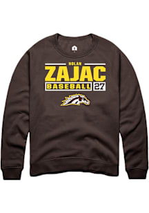 Nolan Zajac  Rally Western Michigan Broncos Mens Brown NIL Stacked Box Long Sleeve Crew Sweatshirt