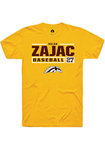 Nolan Zajac  Western Michigan Broncos Gold Rally NIL Stacked Box Short Sleeve T Shirt