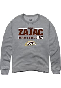 Nolan Zajac  Rally Western Michigan Broncos Mens Grey NIL Stacked Box Long Sleeve Crew Sweatshirt